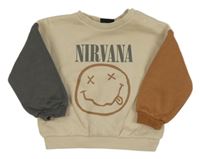 Béžovo-skořicovo-šedá mikina s logem Nirvana 