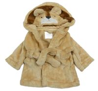 Béžový chlupatý župan s kapucí - lev F&F