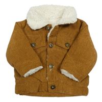 Hnědá manšestrová zateplená bunda Shein