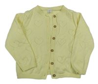 Žlutý propínací svetr se srdíčky M&S