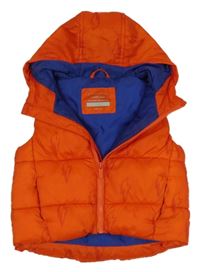 Červená šusťáková zateplená vesta s blesky a kapucí Primark