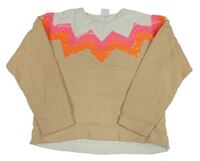 Bílo-béžová mikina s flitry Zara