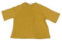 Žluté pruhované crop tričko 