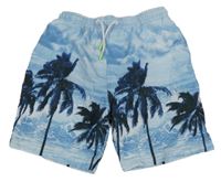 Bílo-modré plážové kraťasy s palmami Primark
