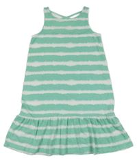 Mintovo-bílé pruhované bavlněné šaty Yigga