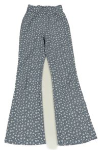 Modré lehké květované bootcut kalhoty Primark
