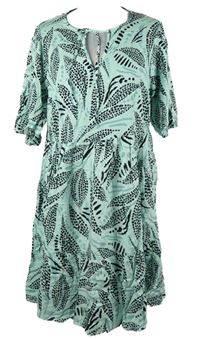 Nové - Dámské světlezeleno-černé vzorované šaty Papaya