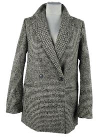 Dámský černo-béžový kostkovaný vlněný blejzr H&M