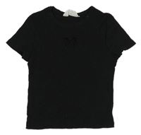 Černé pružné crop tričko s průstřihem motýla H&M