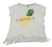 Bílé tričko s ananasem a třásněmi Pepperts