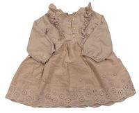 Pudrové madeirové košilové šaty s volánky H&M