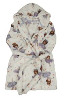 Bílý chlupatý župan s vílami a kapucí George