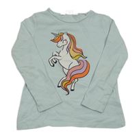 Mentolové triko s jednorožcem H&M