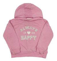 Růžová mikina s nápisem se srdcem a kapucí Primark