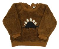 Hnědá chlupatá mikina s dinem 