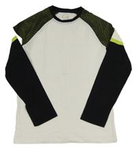 Bílo-khaki-černé triko s nápisy C&A