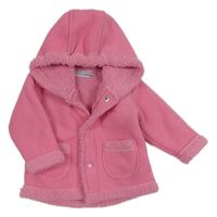 Růžová fleecová zateplená bunda s kapucí 