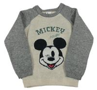 Šedo-béžový svetr s Mickeym Disney
