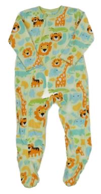 Zelenkavo-barevný fleecový overal s krokodýly a tygry Dunnes 