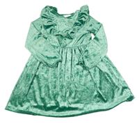 Zelené sametové šaty s volánky H&M