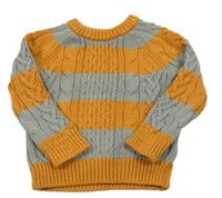 Oranžovo-šedý pruhovaný svetr GAP