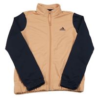 Meruňkovo-tmavomodrá sportovní funkční propínací mikina s logem Adidas
