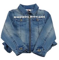 Modrá riflová bunda s kytičkami Topolino