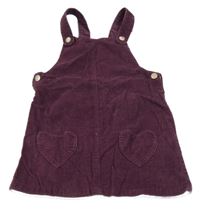 Fialové manšestrové laclové šaty se srdíčky C&A