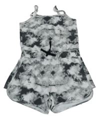Šedo-tmavošedý batikovaný kraťasový overal Page one young