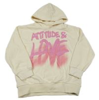 Smetanová mikina s nápisem a kapucí Zara