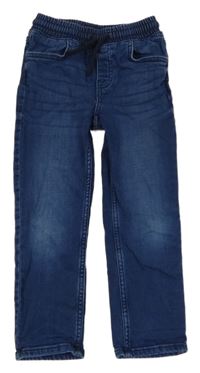 Tmavomodré teplákové skinny rifle H&M