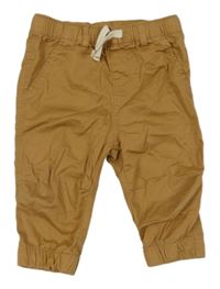 Hnědé plátěné cuff kalhoty H&M