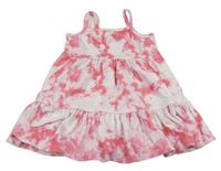 Bílo-růžové batikované froté šaty F&F