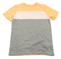 Oranžovo-šedo-bílé tričko Primark