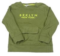 Khaki mikina s klokankou a nápisem H&M