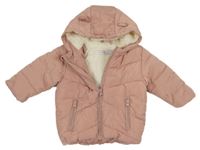 Světlerůžová šusťáková prošívaná zimní bunda s kapucí Name it