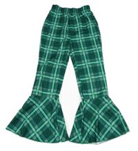 Zeleno-bílé kostkované flare kalhoty Shein