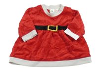 Červeno-bílé sametové šaty - paní Santová H&M