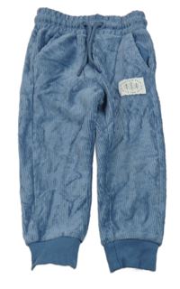 Modré sametové žebrované kalhoty Primark