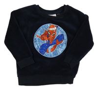 Tmavomodrá chlupatá mikina se Spider-manem Marvel