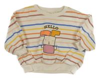 Smetanová oversize mikina se zajíčkem a proužky Next 