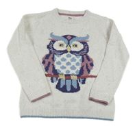 Smetanový melírovaný svetr se sovou Fat Face 