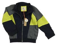 Nové - Tmavomodro-šedo-limetková šusťáková jarní bunda River Island 