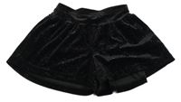 Černé třpytivé sametové sukňové kraťasy Tu