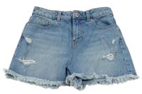 Modré riflové roztřepené kraťasy s prošoupáním New Look