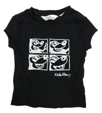 Černé žebrované crop tričko s Mickeym H&M
