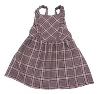 Světlerůžovo-černé kostkované šaty s volánky Primark 