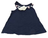 Nové - Tmavomodrý top s kytičkami Topolino