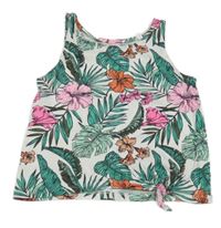 Bílo-barevný květovaný crop top s uzlem C&A