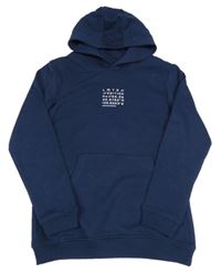 Tmavomodrá mikina s nápisem a kapucí Matalan